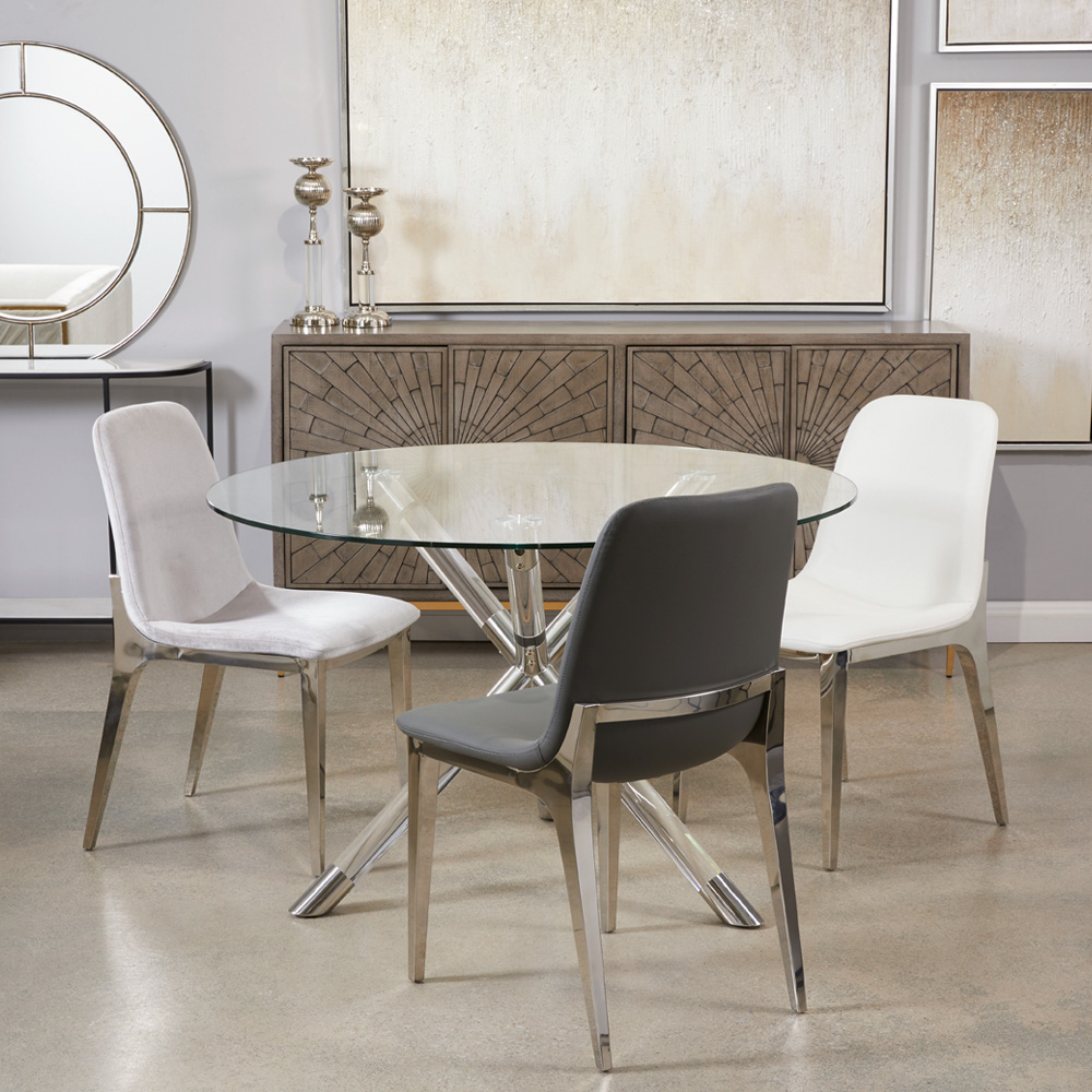 Minos Dining Chair: White Leatherette 